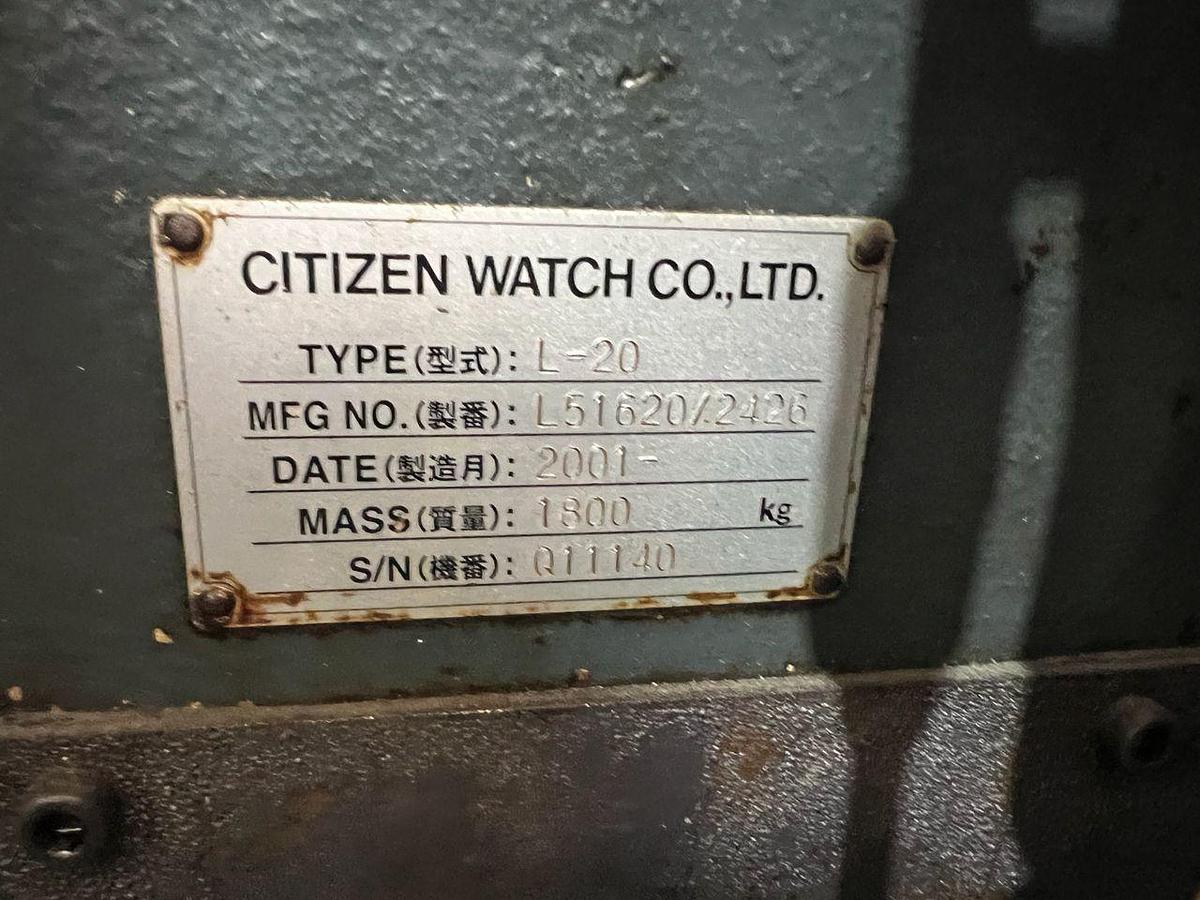 Used CITIZEN L-20 CNC Auto Lathe Year 2001
