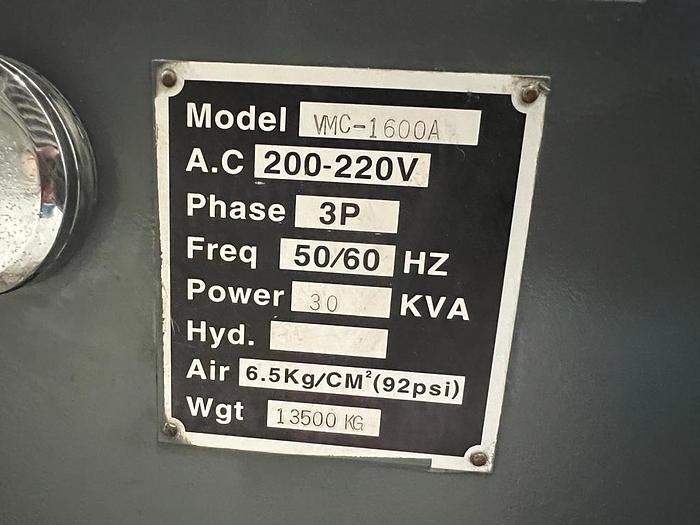 Used Hartford VMC-1600A Vertical Machining Center 