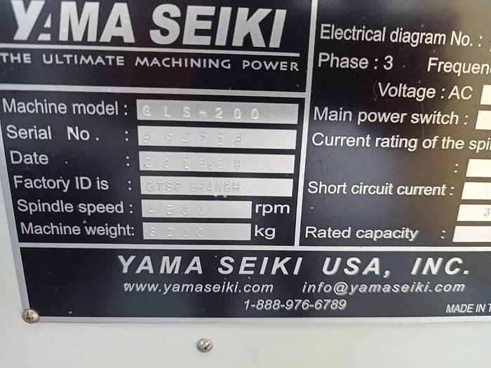 Used YAMA SEIKI GLS-200 Year 2018 CNC Lathes 