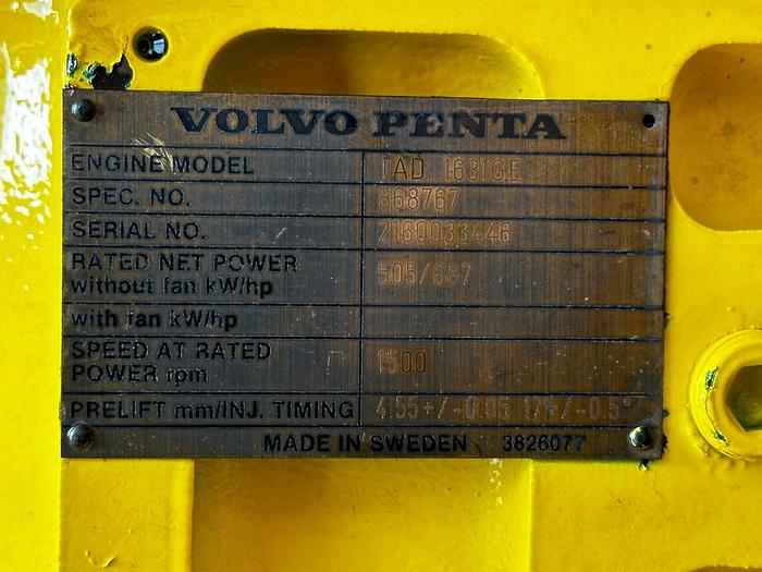 Used Year 1998 Volvo Penta Genset 500kVA