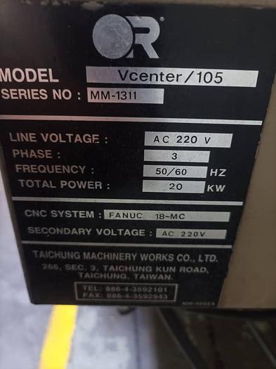 Used Year 2003 Victor Vcenter-105 Vertical Machining Center