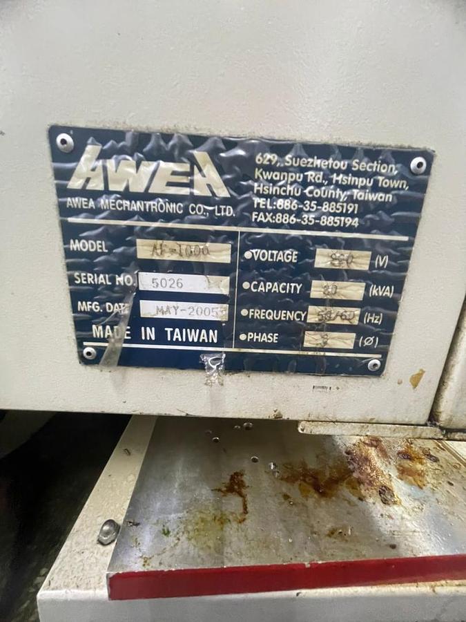 Used AWEA AF-1000 Vertical Machining Center Year 2005