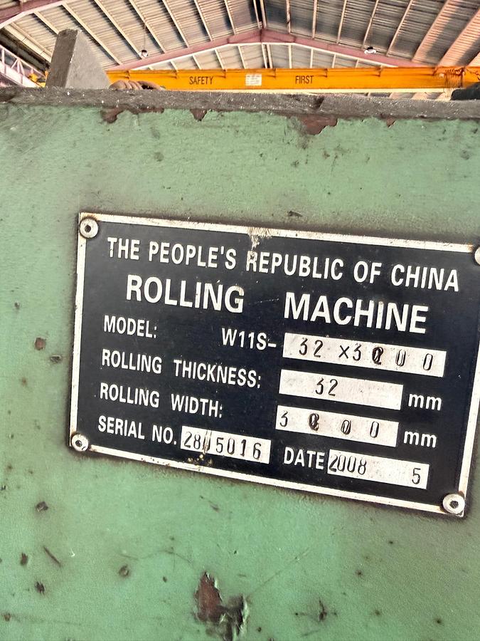 Used W11S-32 × 3000 Plate Rolling Machine Year 2008