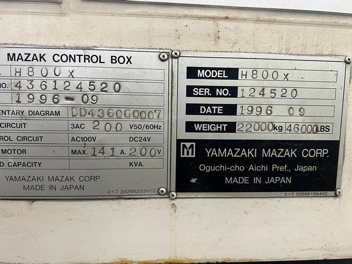 Used Mazak Mazatech H-800 CNC Horizontal Machining Center Year 1996