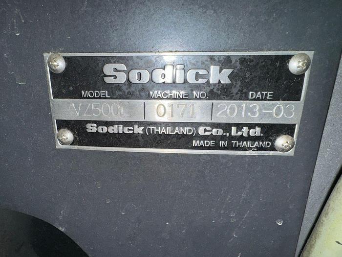 Used Year 2013 Sodick VZ500L Wire EDM