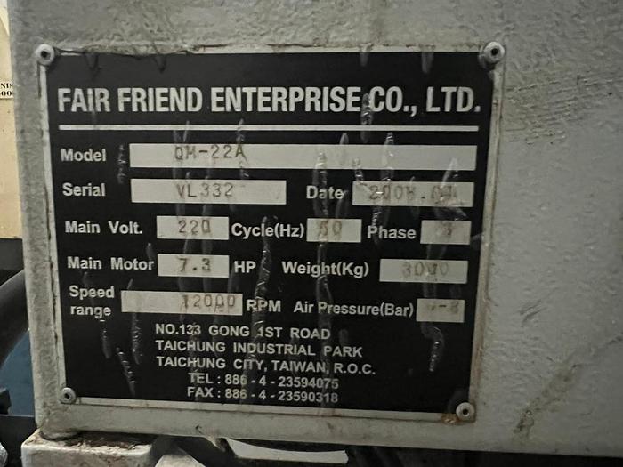 Used FEELER QM-22A Year 2008 Vertical Machining Center