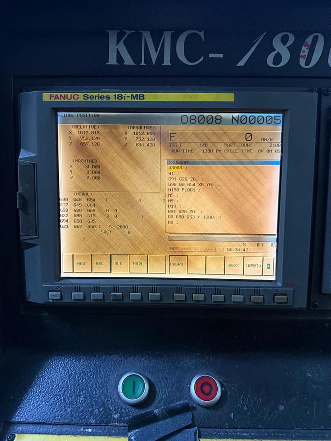 Used Kao Ming KMC-1800DV Double Column Maching Center Year 2010