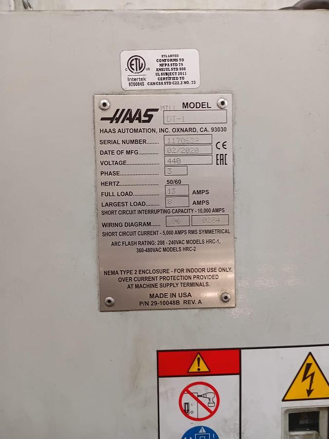 Used HAAS DT-1 Vertical Maching Center Year 2020