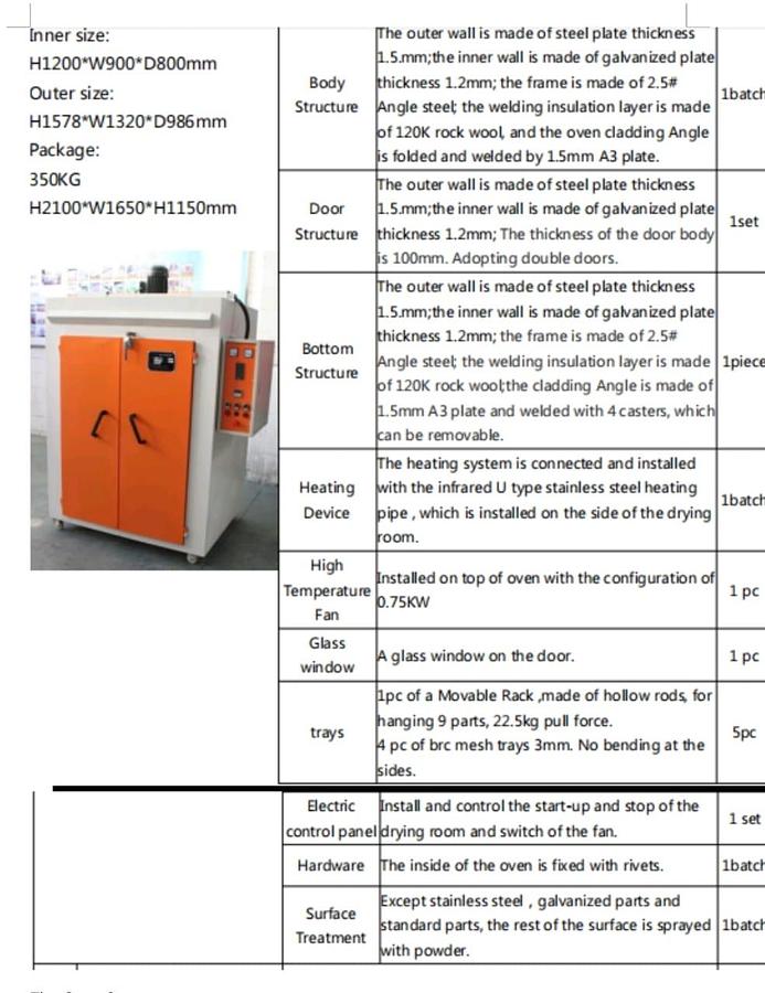 Used Industrial Oven 1200x900x800