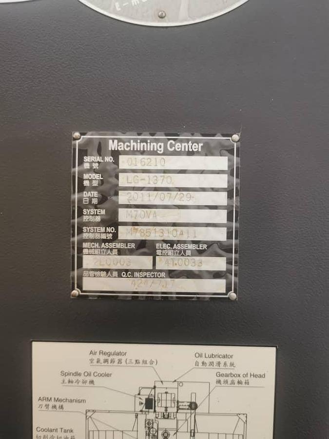 Used Hartford LG1370 Vertical Machining Center Year 2011