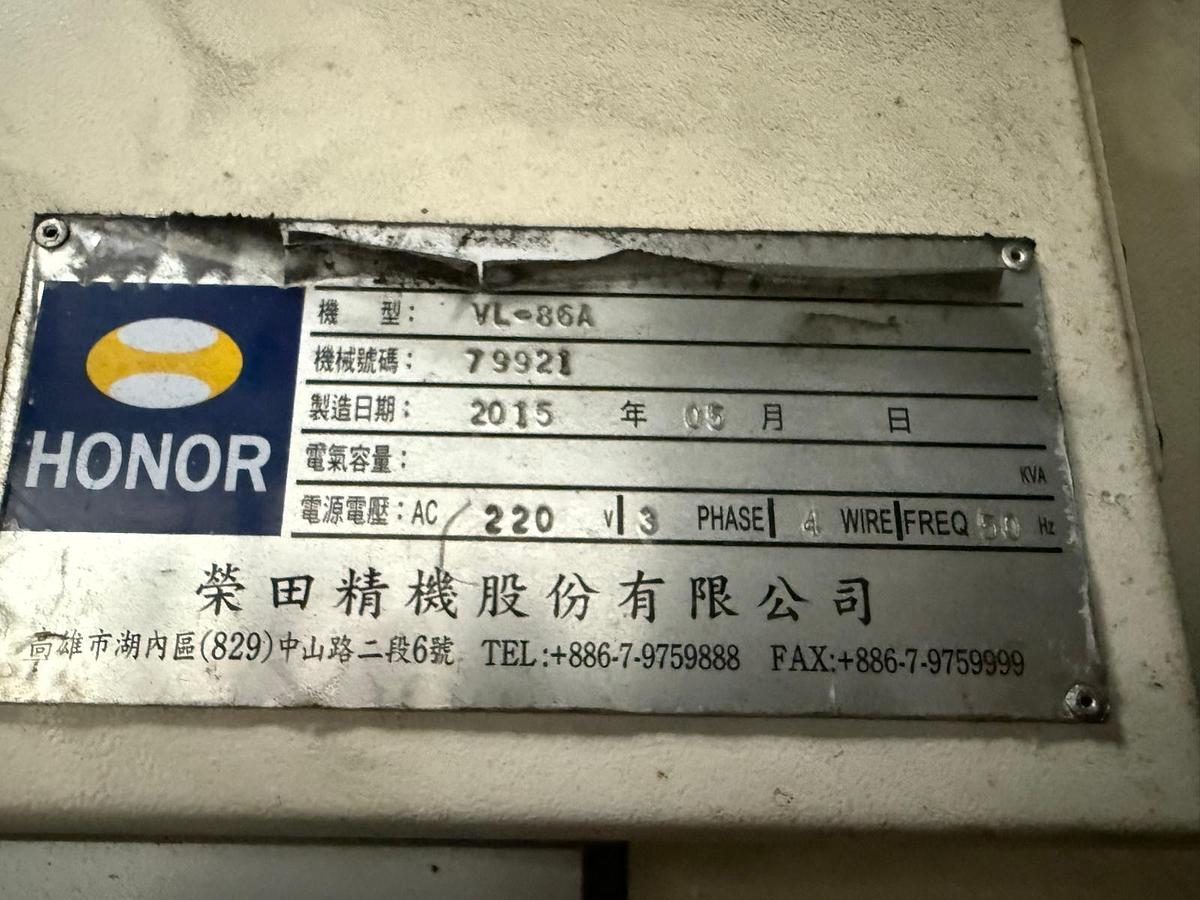 Used Honor VL-86A Vertical Turning Lathe Year 2015