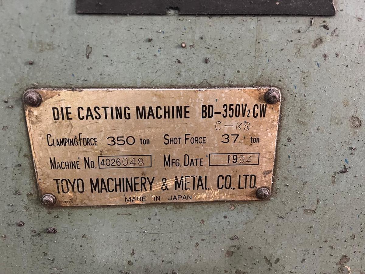 Used Toyo BD-350V2-CW Die Casting Machine Year 1994
