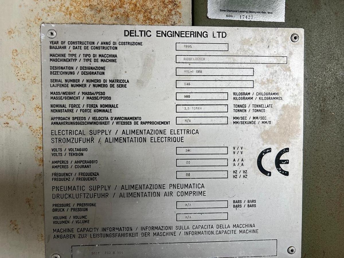 Used Deltic Ridgelocker Machine Year 1995