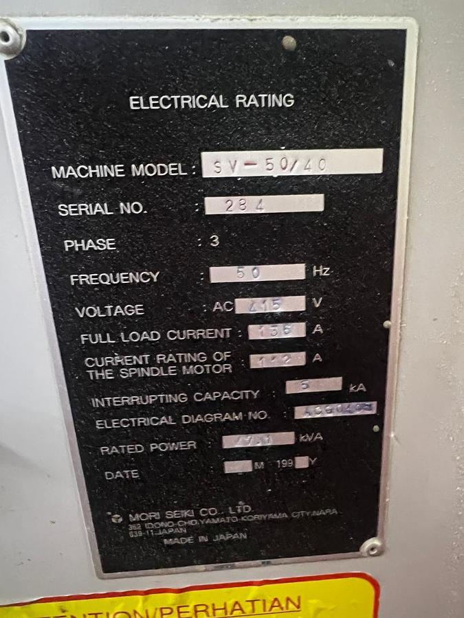 Used Mori Seiki SV-50 Vertical Machining Center