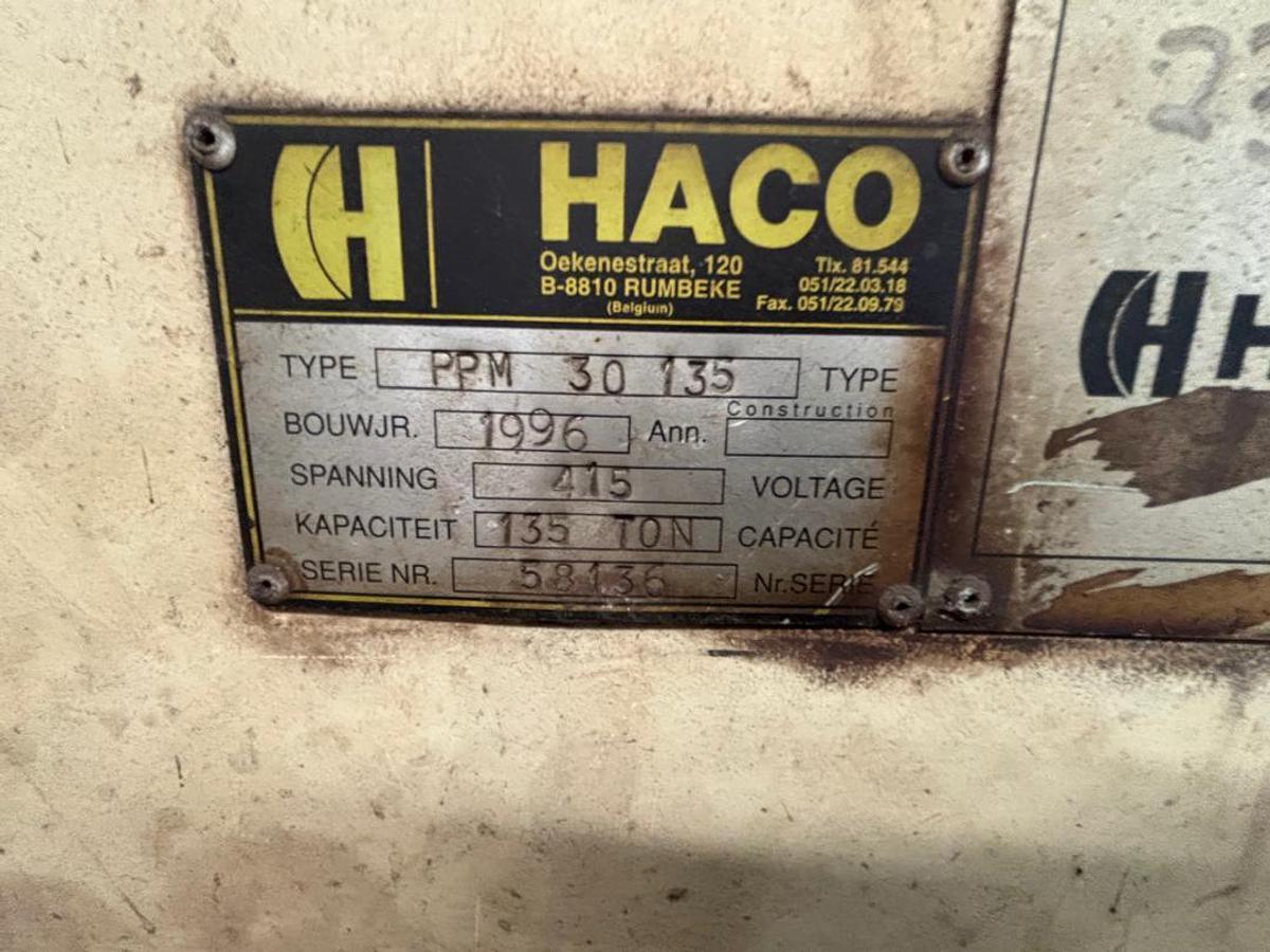 Used Haco Press Brake 135T Year 1996