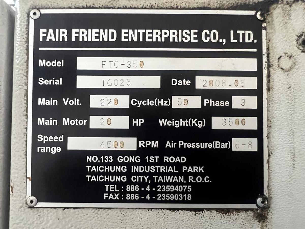 Used FTC-350 CNC Lathe Year 2008