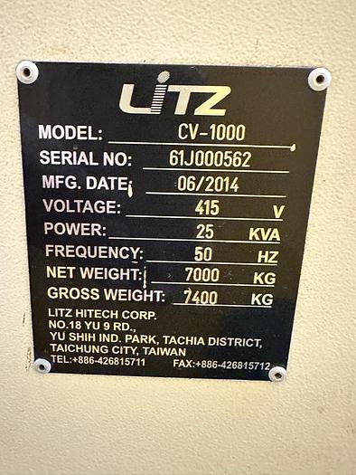 Used Year 2014 Litz CV 1000 Vertical Milling Machine