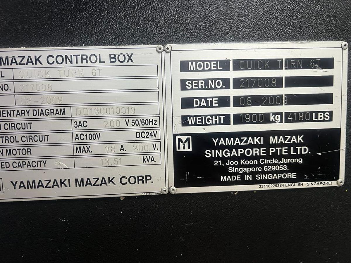 Used Mazak Quick Turn 6T CNC Turning Center Year 2009