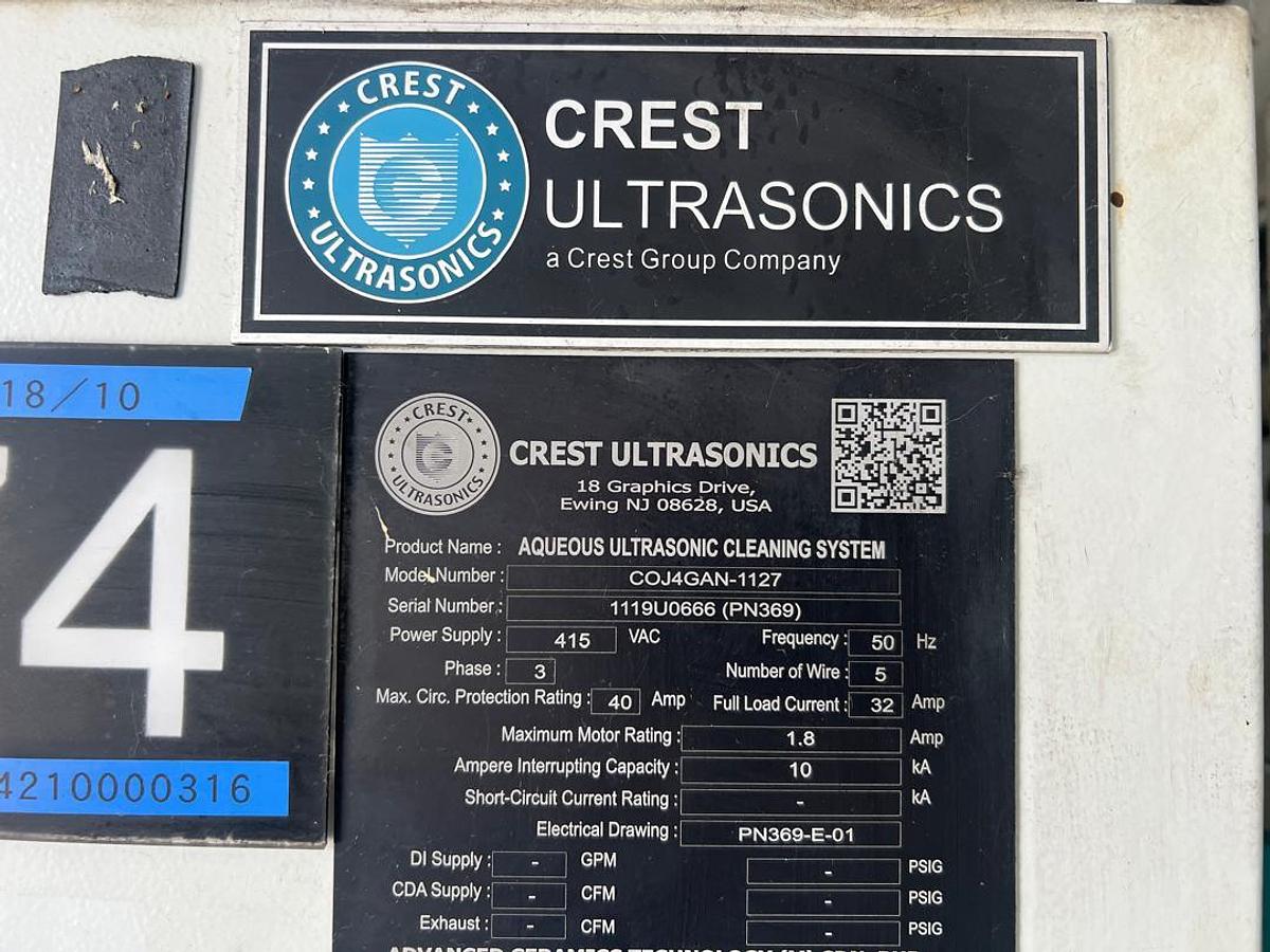 Used Crest Ultrasonics Cleaning Machine