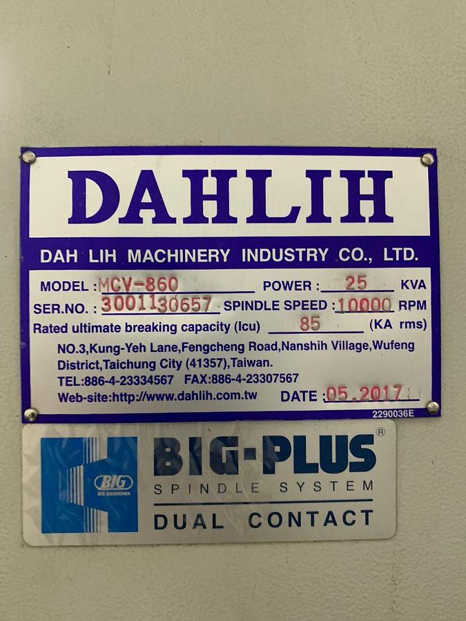 Used Dahlih MCV-860 Vertical Machining Center Year 2017