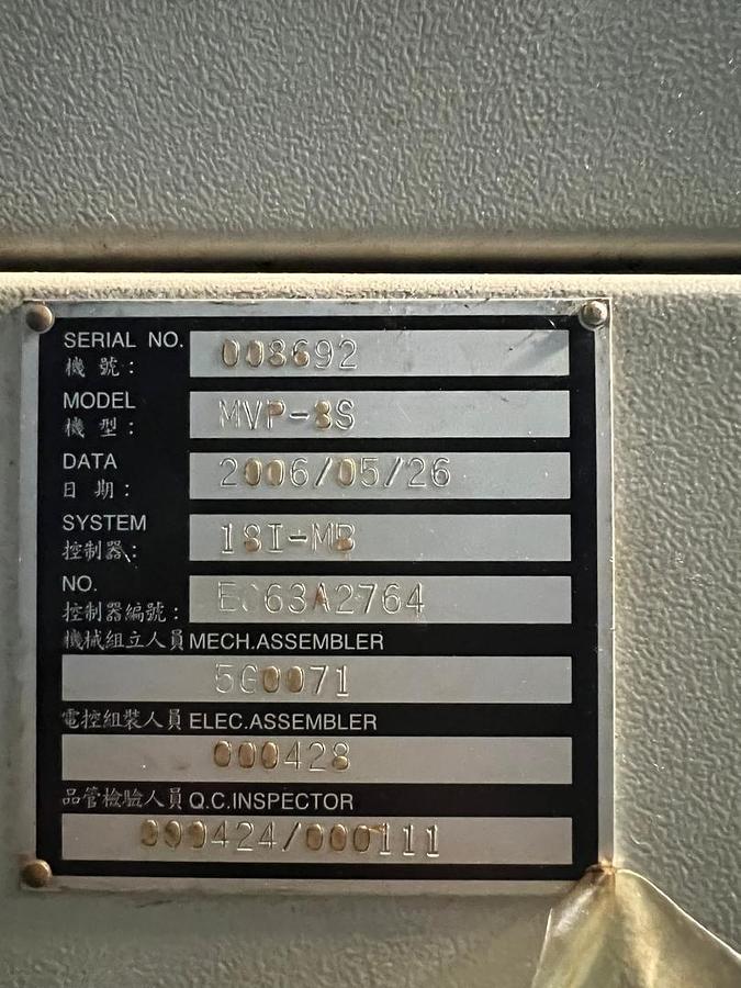 Used Hartford MVP-8S Vertical Machining Center Year 2006