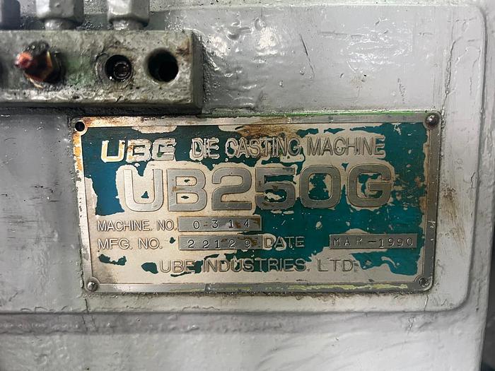 Used UBE 250T Model UB250G Year 1990 Die Casting Machine
