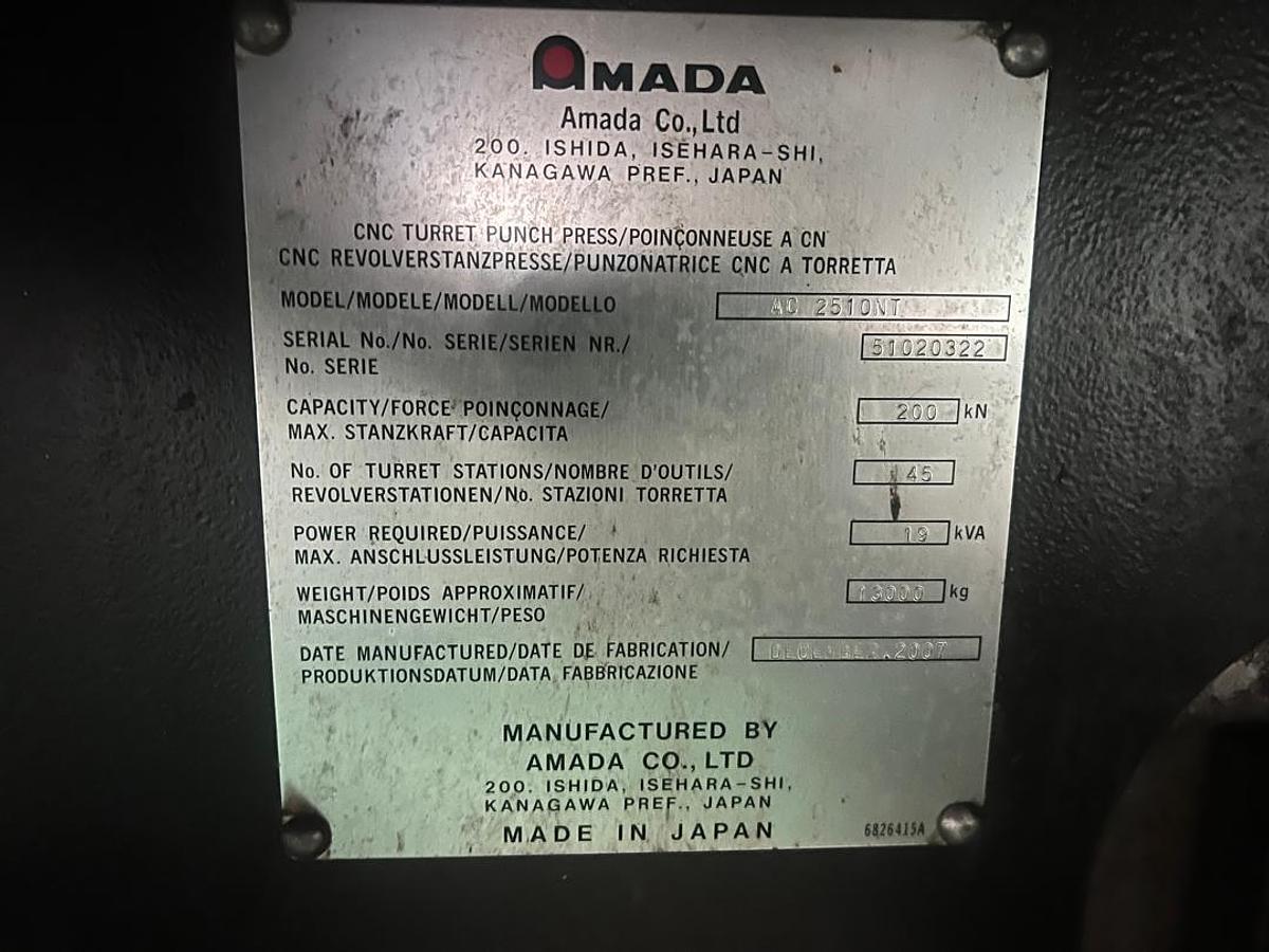 Used Amada AC2510 NT CNC Turret Punch Press