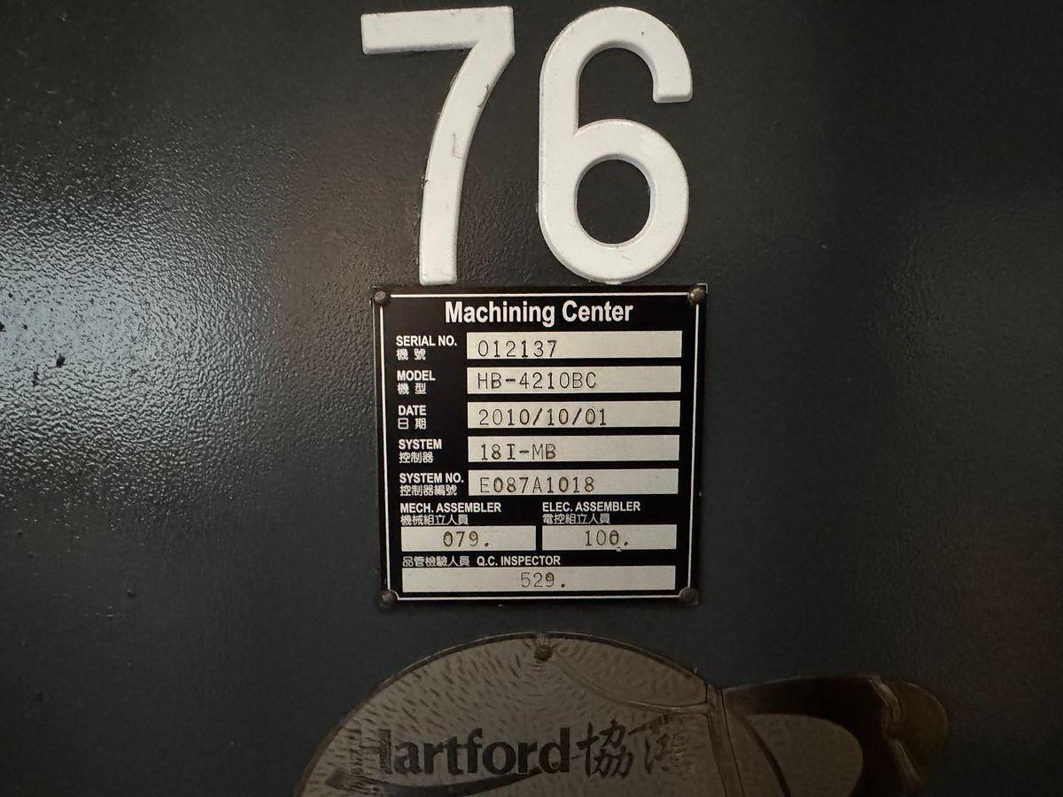 Used Hartford HB-4210BC Double Column Machining Center Year 2010