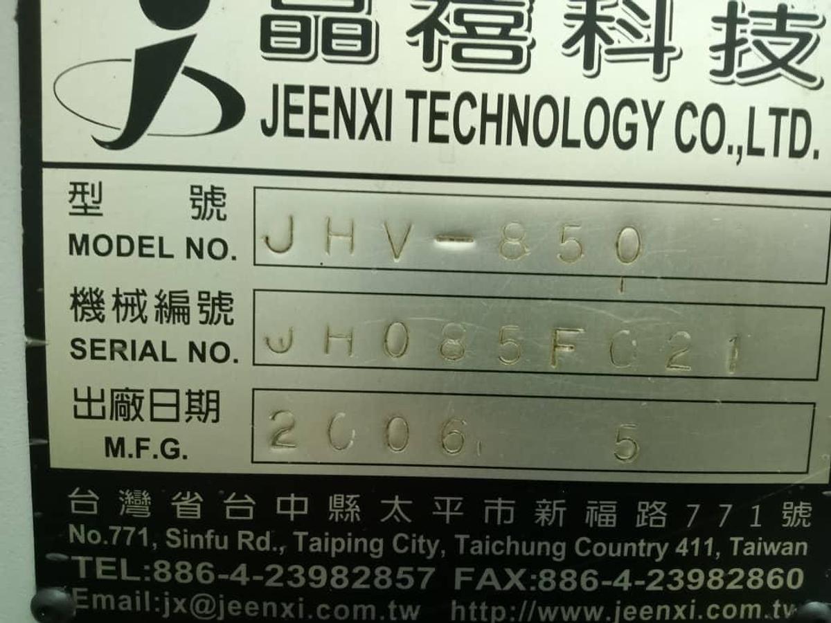 Used Jeenxi JHV-850 Vertical Machining Center Year 2006