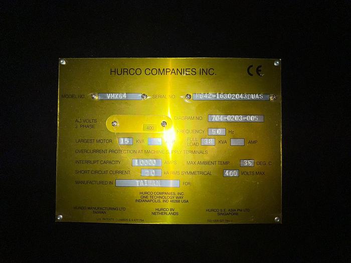Used HURCO VMX64 Year 2013 Vertical Machining Center 