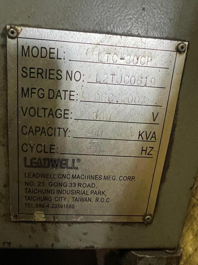 Used Leadwell LTC 30CP CNC Lathe Year 2003