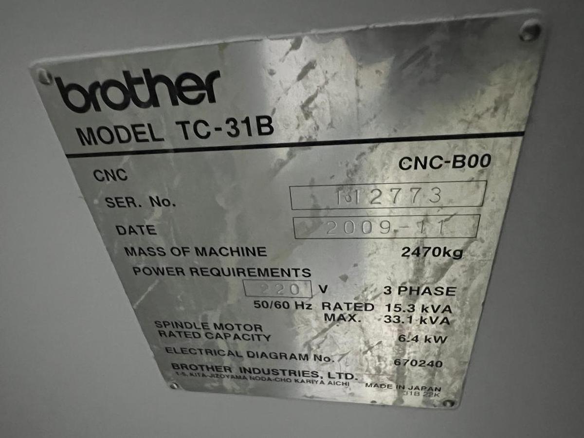 Used Brother TC31B Vertical Machining Center Year 2009
