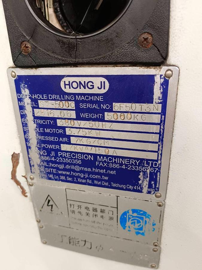 Used Hong Ji ST-500c Gun Drill Machine Year 2016