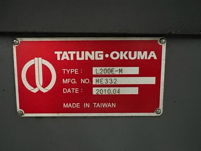 Used TATUNG OKUMA Model L200E-M CNC Lathe Year 2010
