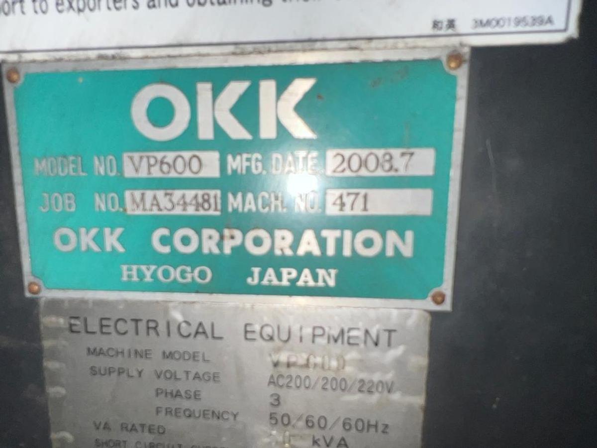 Used OKK VP600 Vertical Machining Center Year 2008