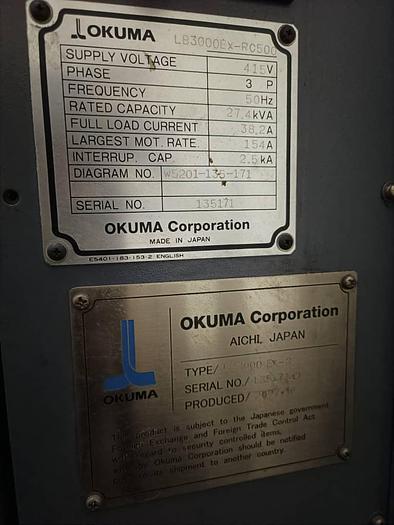 Used OKUMA Model LB3000EX-RC500 Year 2007 CNC Lathe