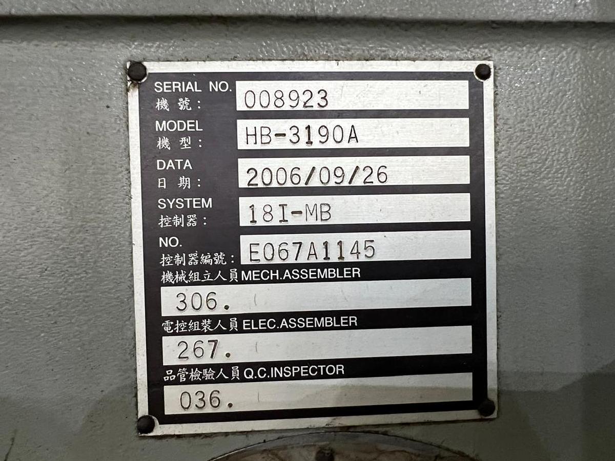 Used Hartford HB-3190A CNC Double Column Machining Center Year 2006