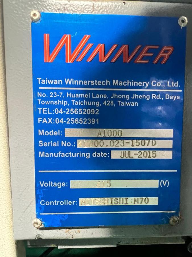 Used Winner A1000 Vertical Machining Center Year 2015