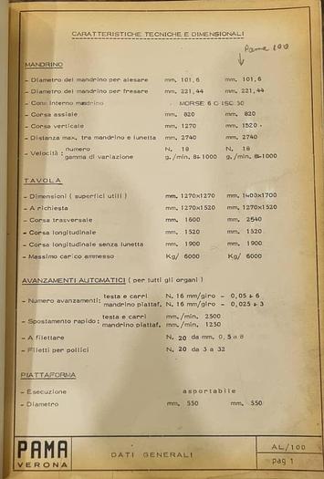 Used Horizontal Boring Machine Pama 1700x1400-2