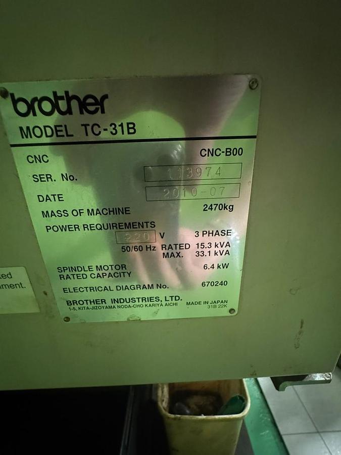 Used Brother TC-31B Vertical Machining Center Year 2010