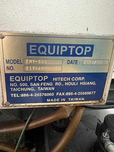 Used Year 2011 EQUIPTOP EMV-600 CNC MILLING MACHINE CENTER