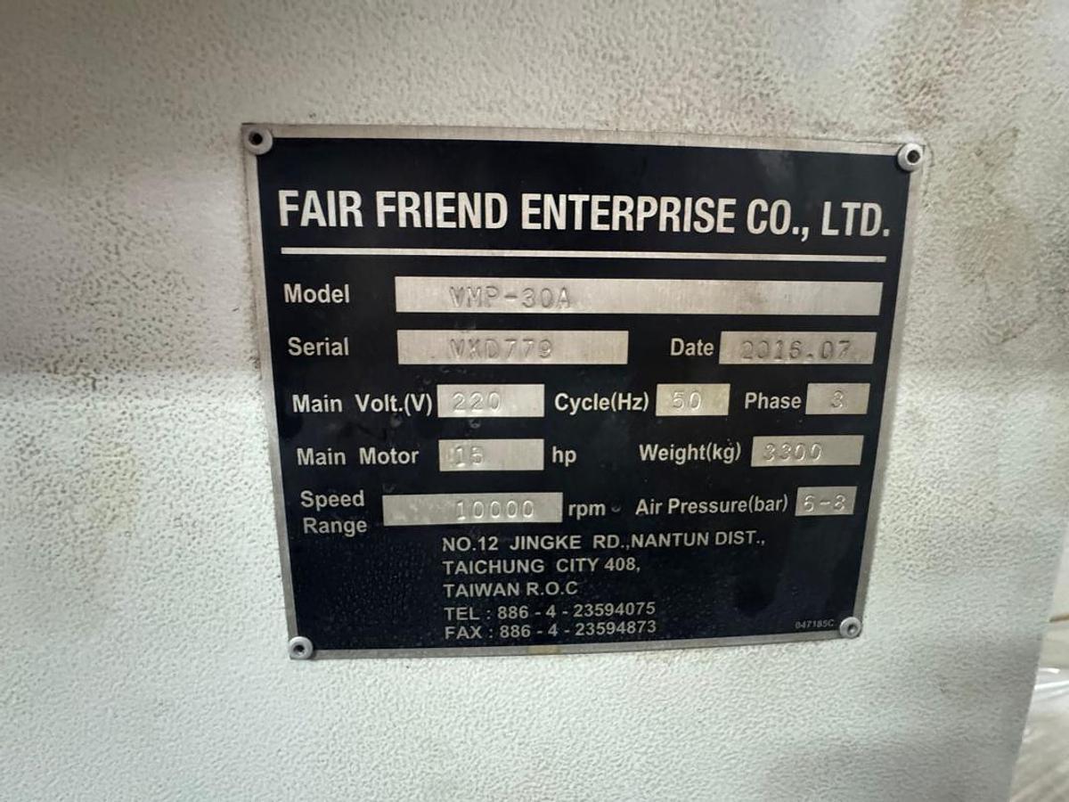 Used Feeler VMP-30A Vertical Machining Center Year 2016