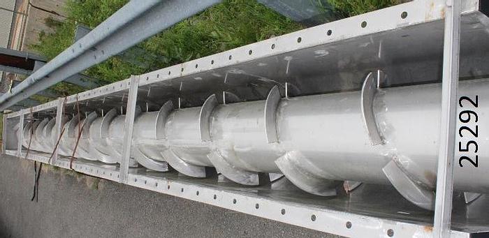 Used Beloit  Screw Conveyor, 22 Feet Long, 19 Inches Wide At Top, 12 Inch Center Shaft, With 2-1/2 Inch Flights. #25292
