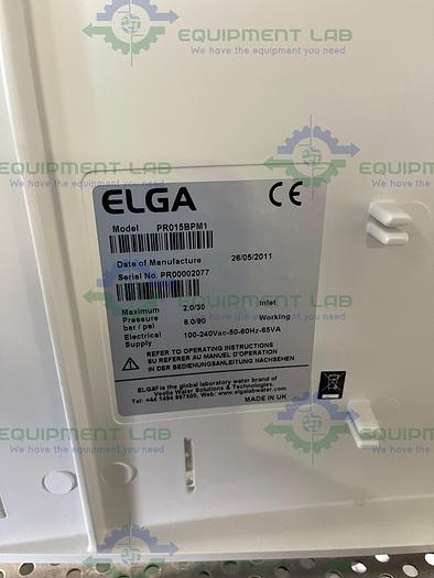 Used Elga  PR015BPM1 Purelab Prima 15 Water Purification System w/ 25L Elga LA611 Tank