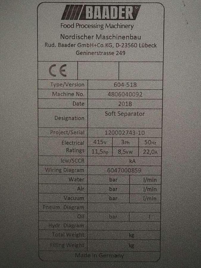Used Baader soft separator