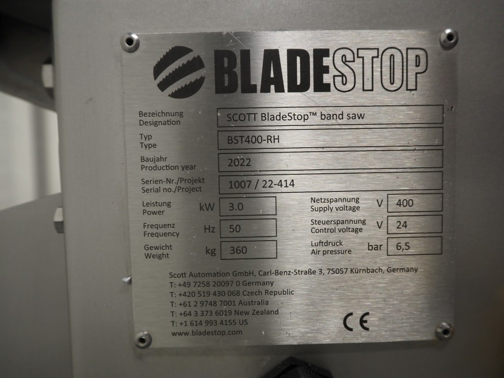 Gebruikt Scott Automation / BladeStop bandsaw