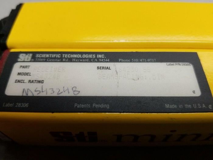 Used STI MiniSafe B Series Light Curtain Transmitter MS4324B, MS4324B Receiver