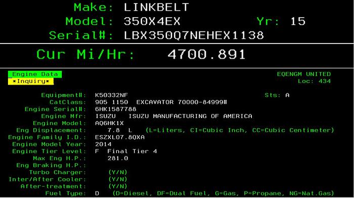 Used 2015 LINKBELT 350X4EX