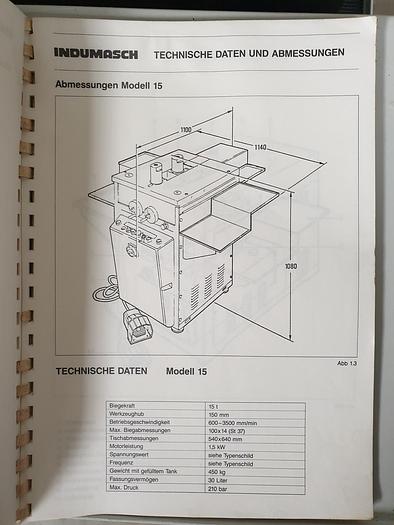 Gebraucht Horizontalbiegemaschine Indumasch Modell 15