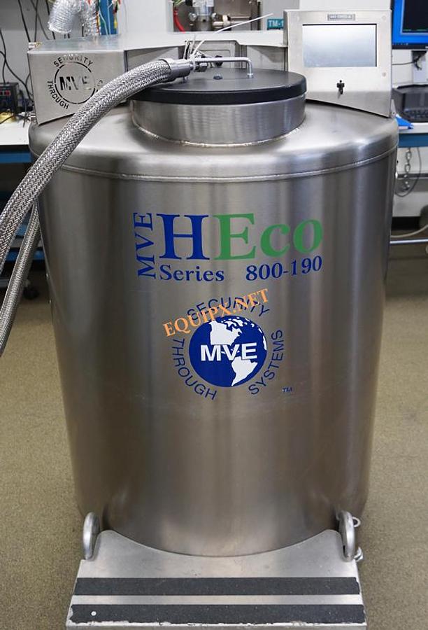 Used MVE HECO 815P-190AF-BB-TS Cryofreezer with -190C sample storage and vacuum jacketed transfer hose
